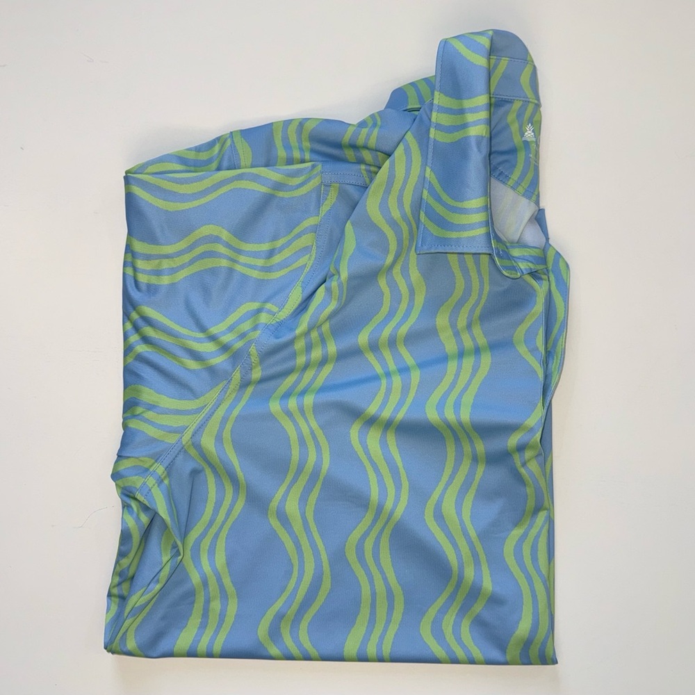 Chubbies Blue and Green Wavy Polo Shirt
